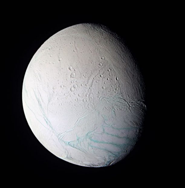Saturn's Blue Veined Moon Enceladus